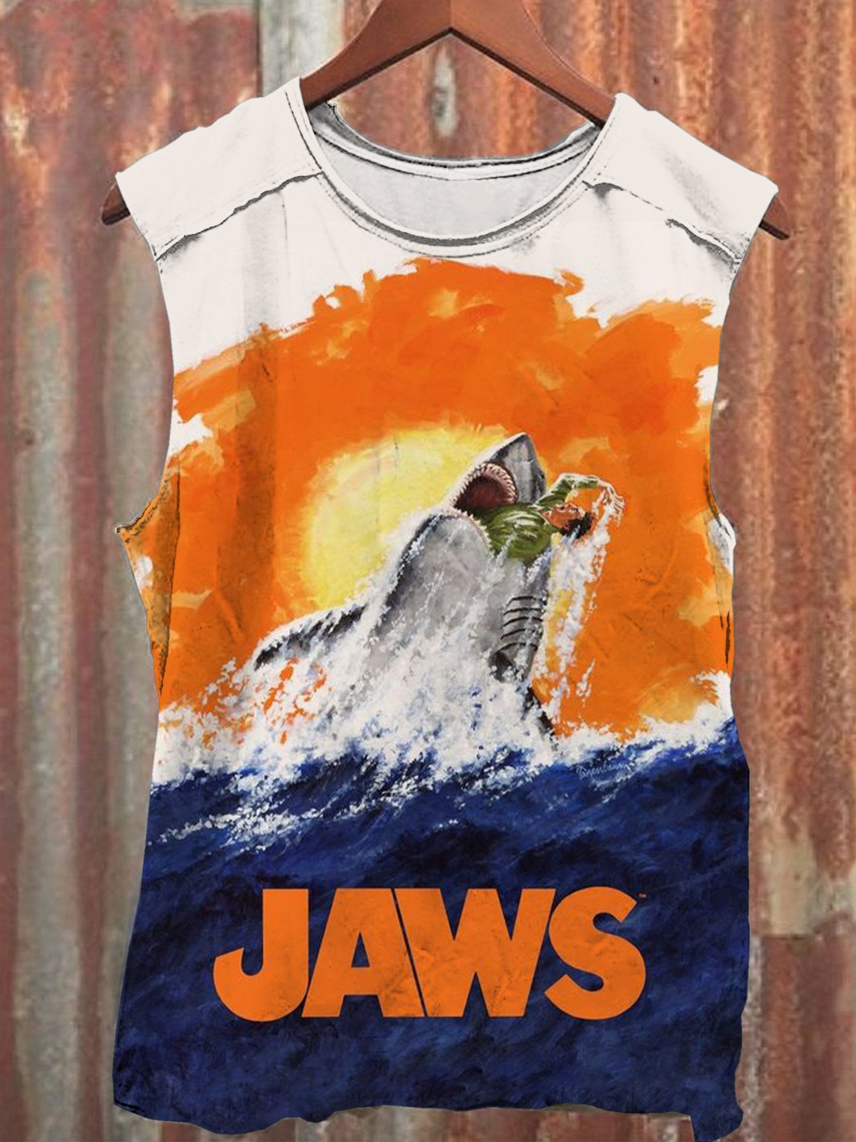 Vintage Jaws Shark Art Print  Casual Tank Top