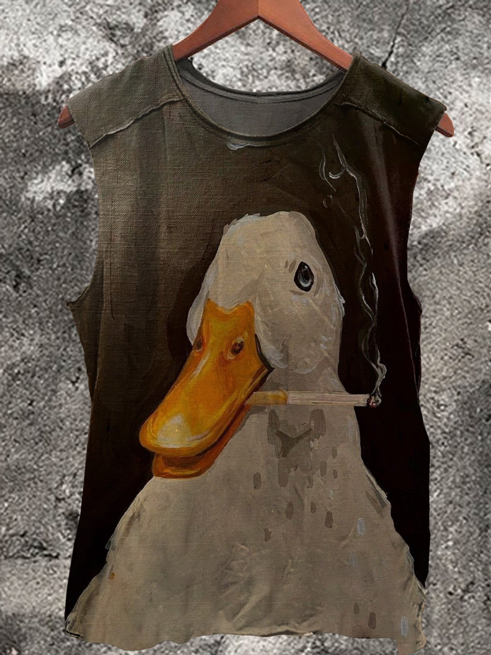 Smoking Duck Print  Casual Tank Top