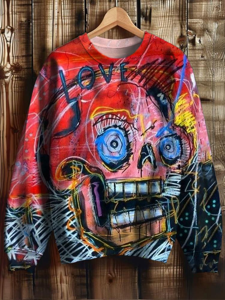 Retro Street Art Print Casual Sweatshirt