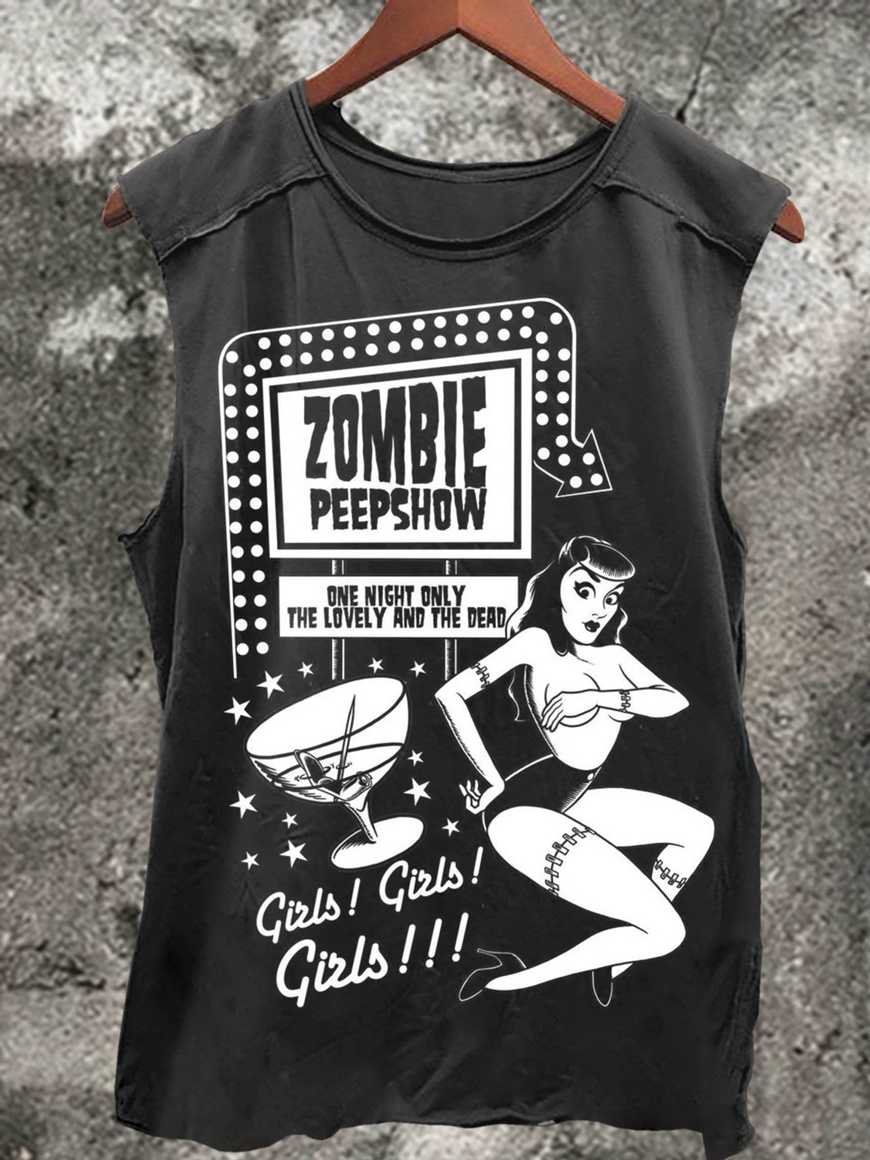 Zombie Peepshow Print 100% Cotton Casual Tank Top