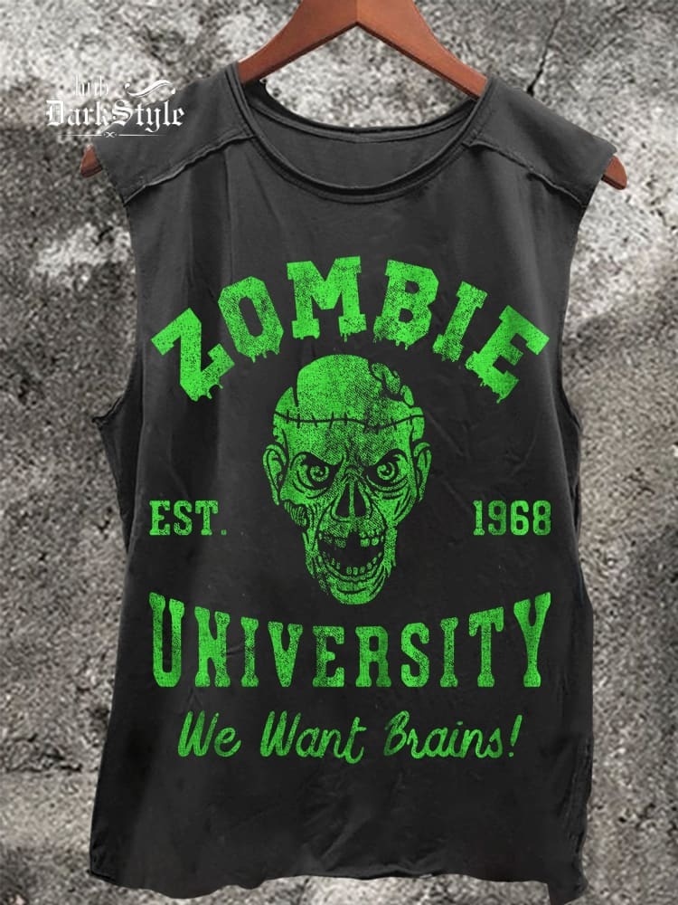 Zombie Vintage Print 100% Cotton Casual Tank Top