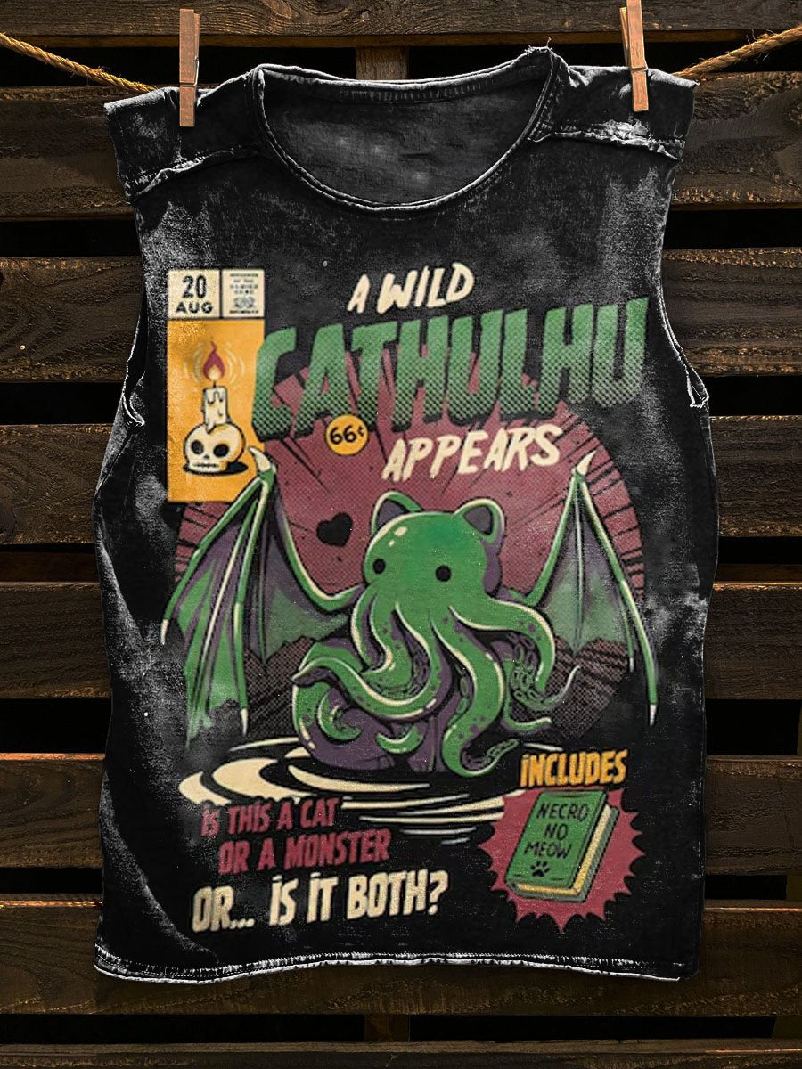 Wild Cathulhu Appears A Cat Or Monster Print Classic Tank Top