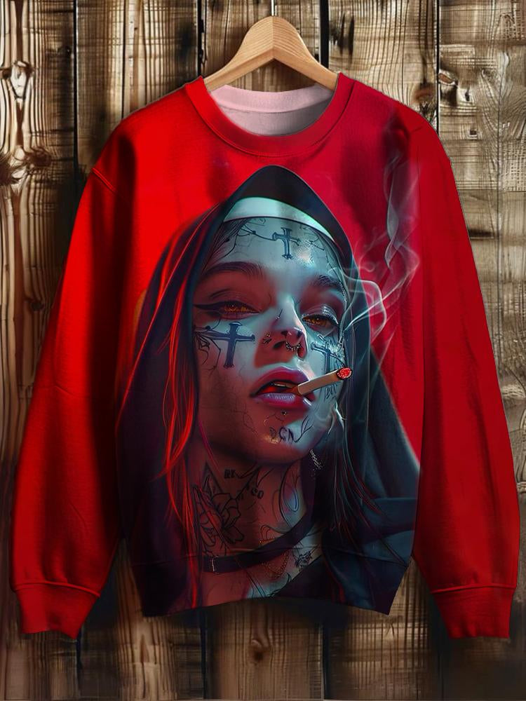 Cyberpunk Smoking Art Print Casual Sweatshirt