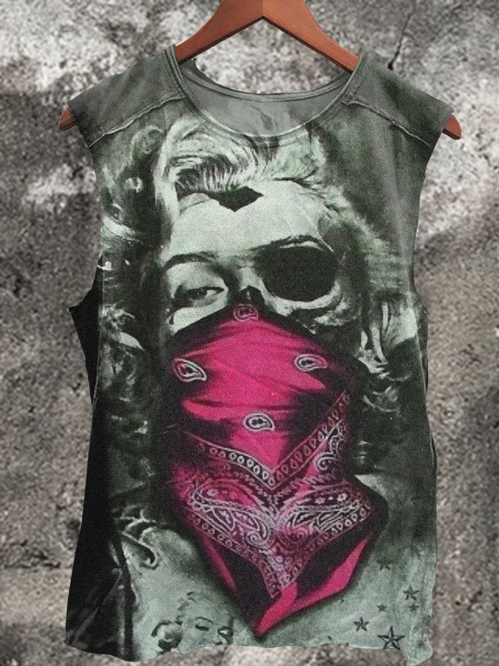 Masked Woman Art Print 100% Cotton Casual Tank Top