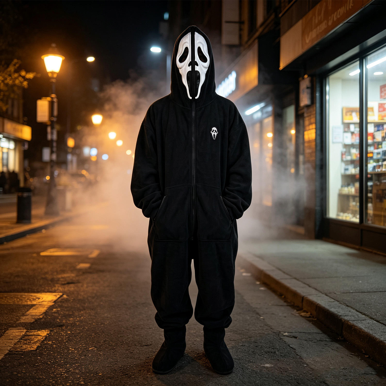 Long Sleeve Hooded Cosplay Unisex Scary Halloween Pajamas Halloween Jumpsuit