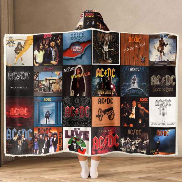 AC/DC Rock Band Album Covers Wearable Hooded Blanket