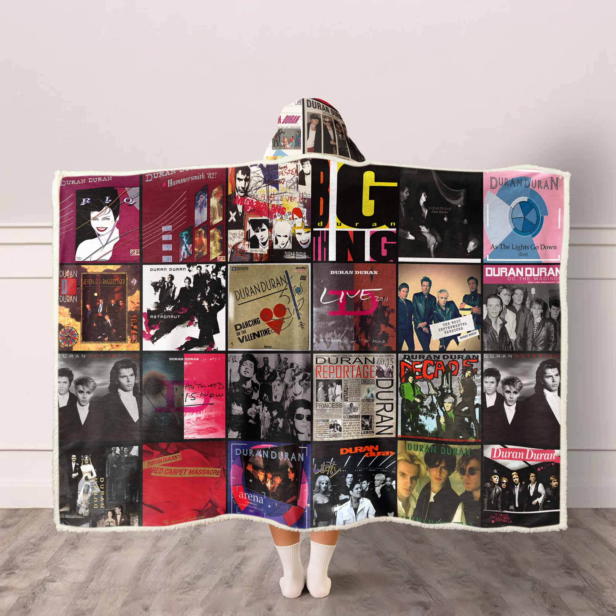 Duran Duran Wearable Hooded Blanket – 80s Music Lover Cozy Throw with Album Art
