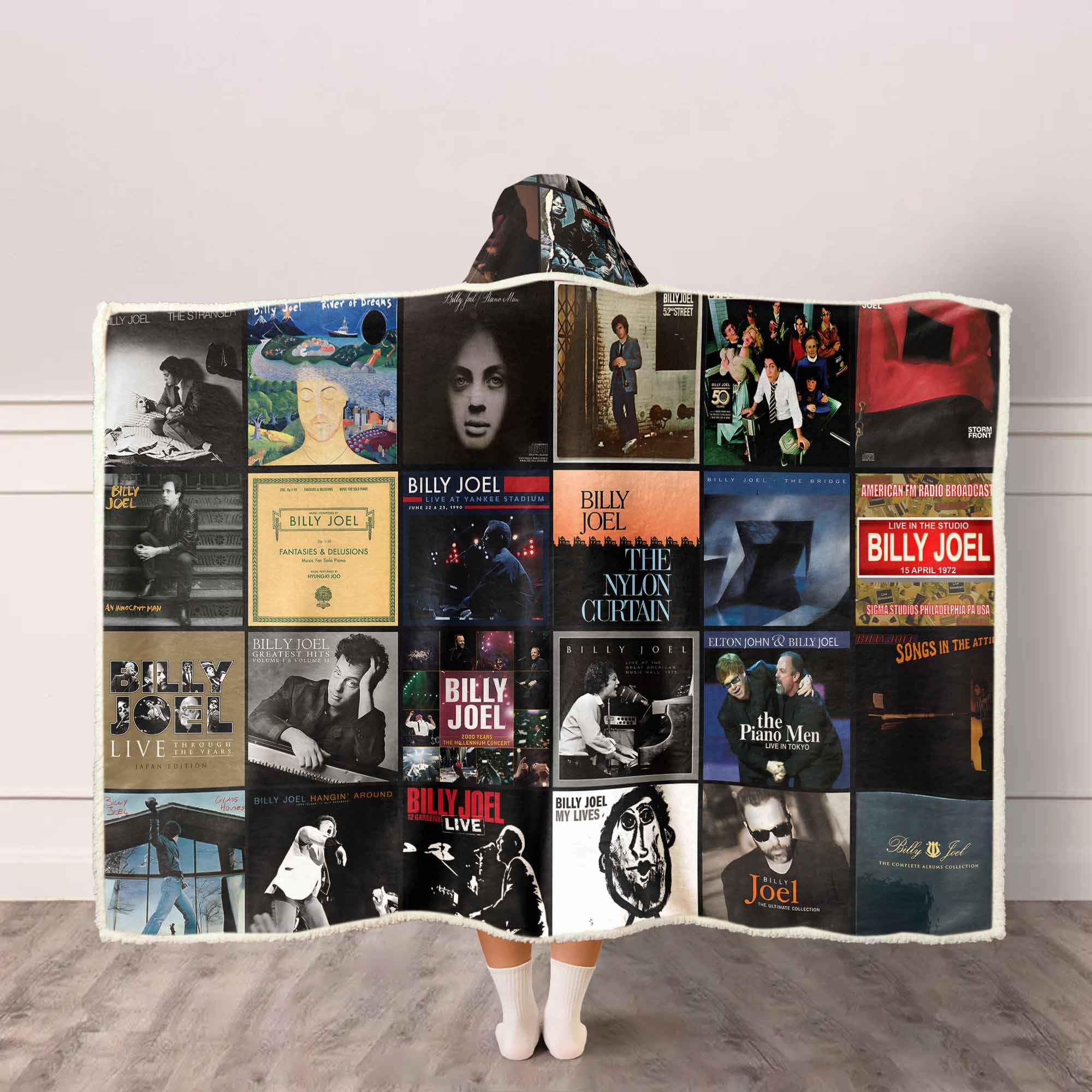 Billy Joel Album Art Wearable Hooded Blanket – Piano Man Fan Gift