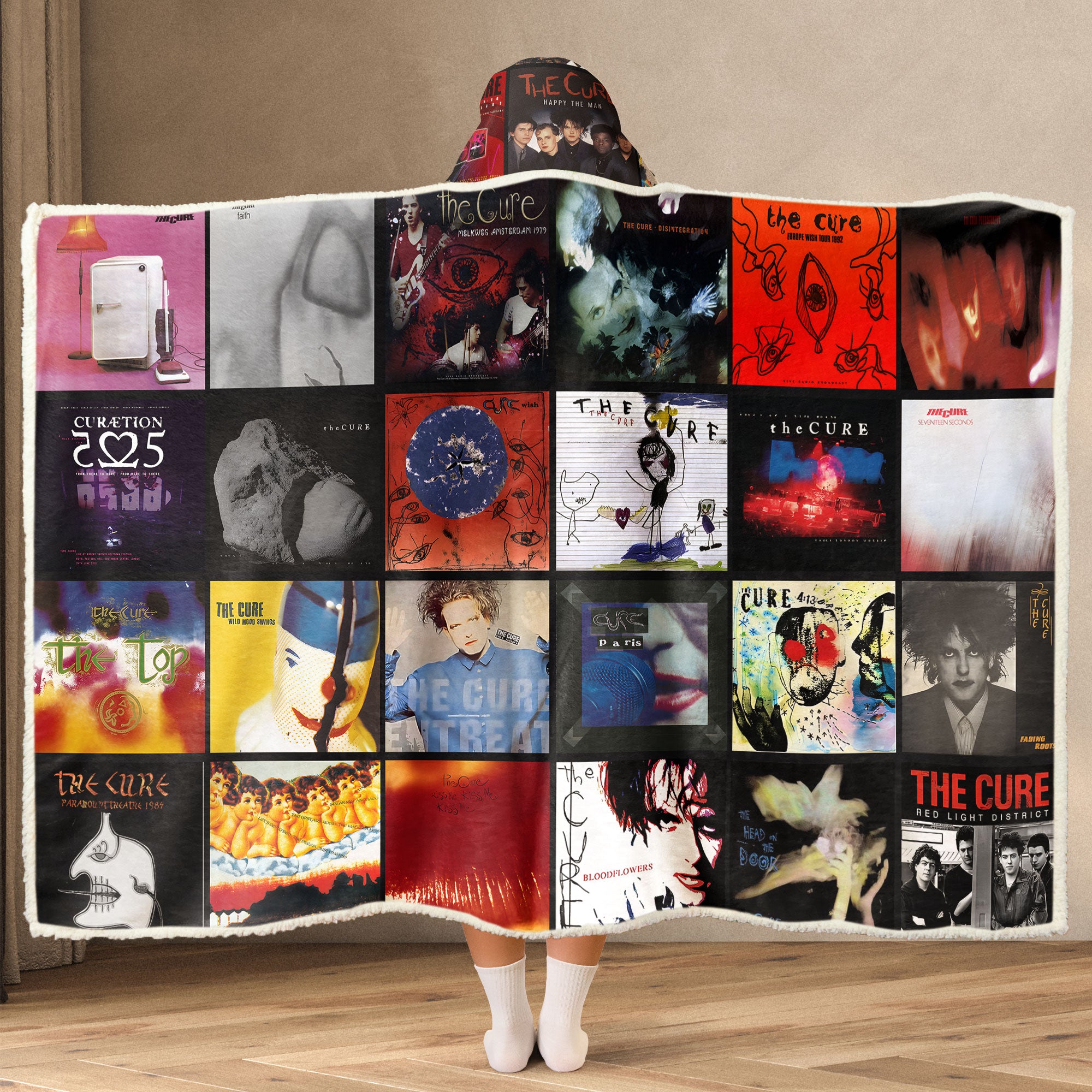 The Cure Album Art Wearable Hooded Blanket – Gothic Rock Fan Gift