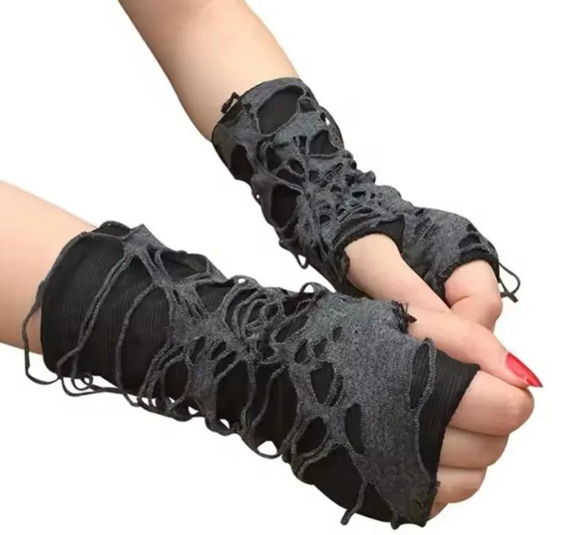 Punk Gothic Do-Over Torn Gloves
