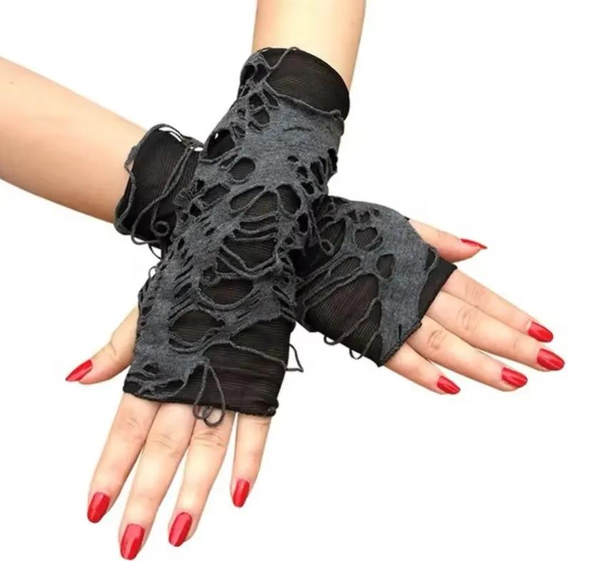 Punk Gothic Do-Over Torn Gloves