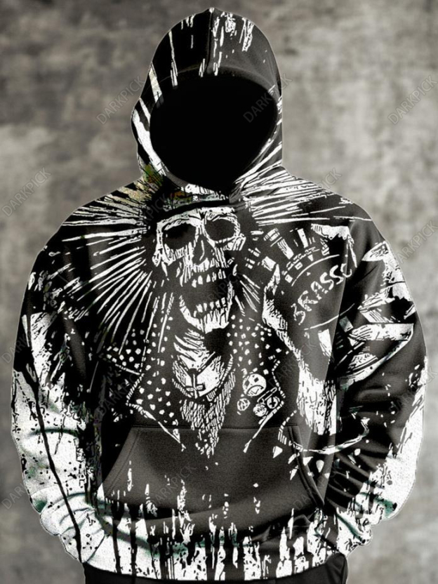 Gothic Skull Print Hoodie