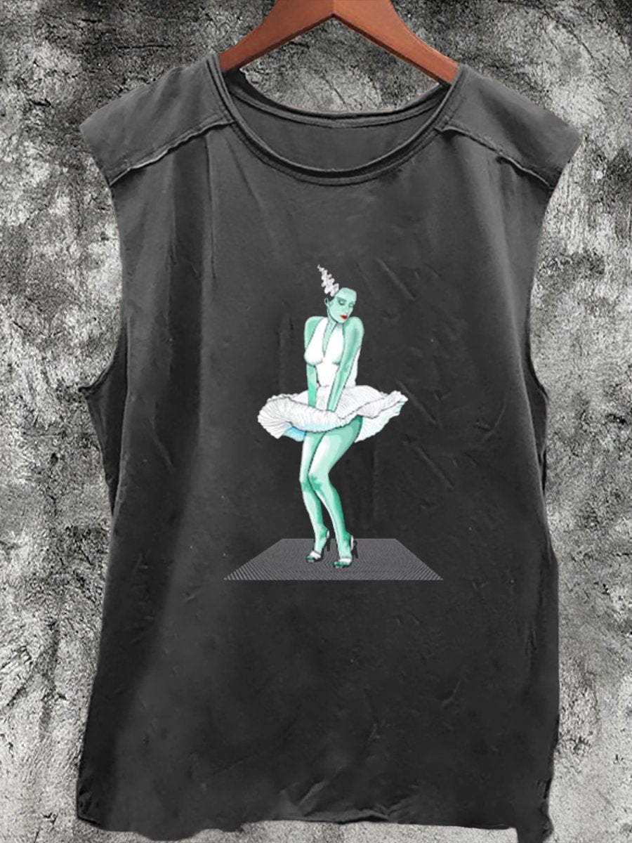 Bride of Frankenstein In The 7-Year Itch Print 100% Cotton Casual Tank Top