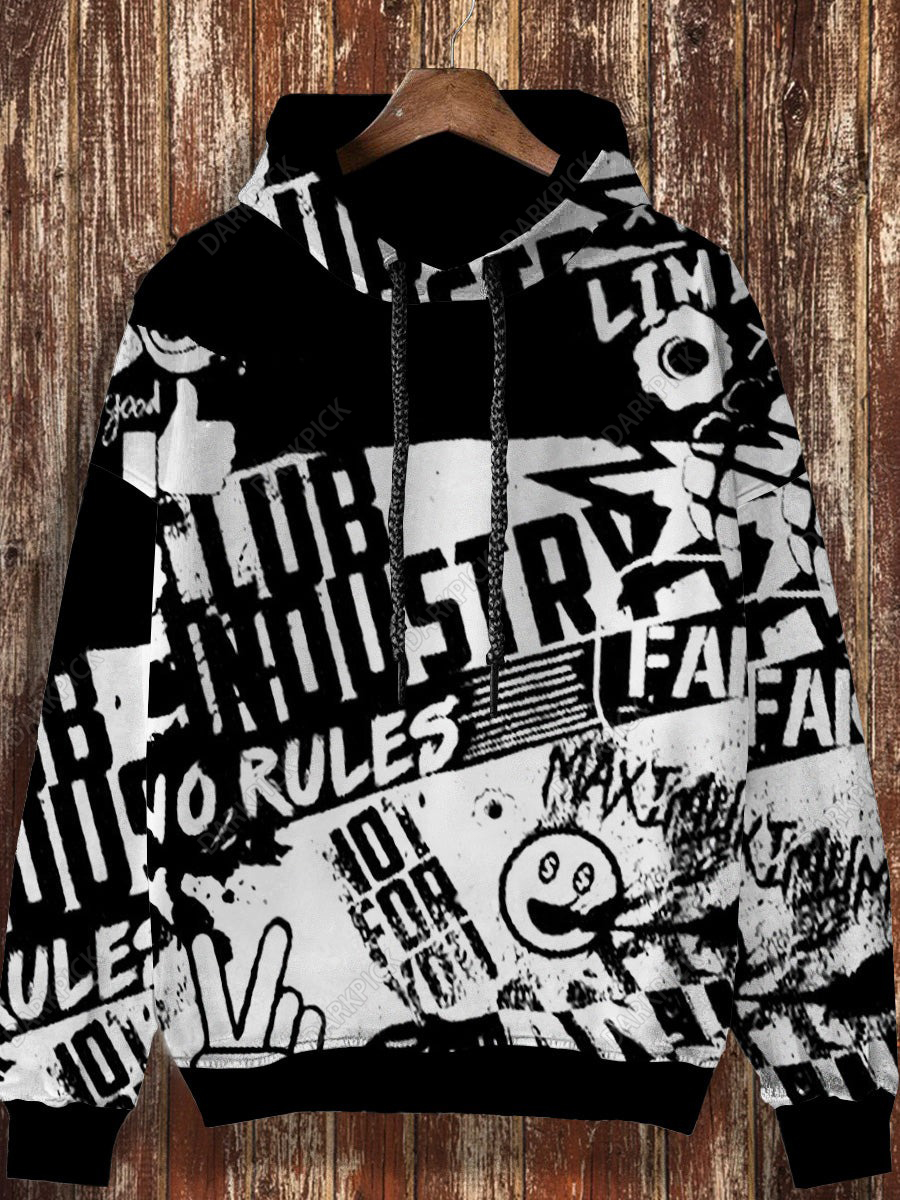 Unisex Graffiti Art Printed Casual Fashion Long Sleeve Hoodie