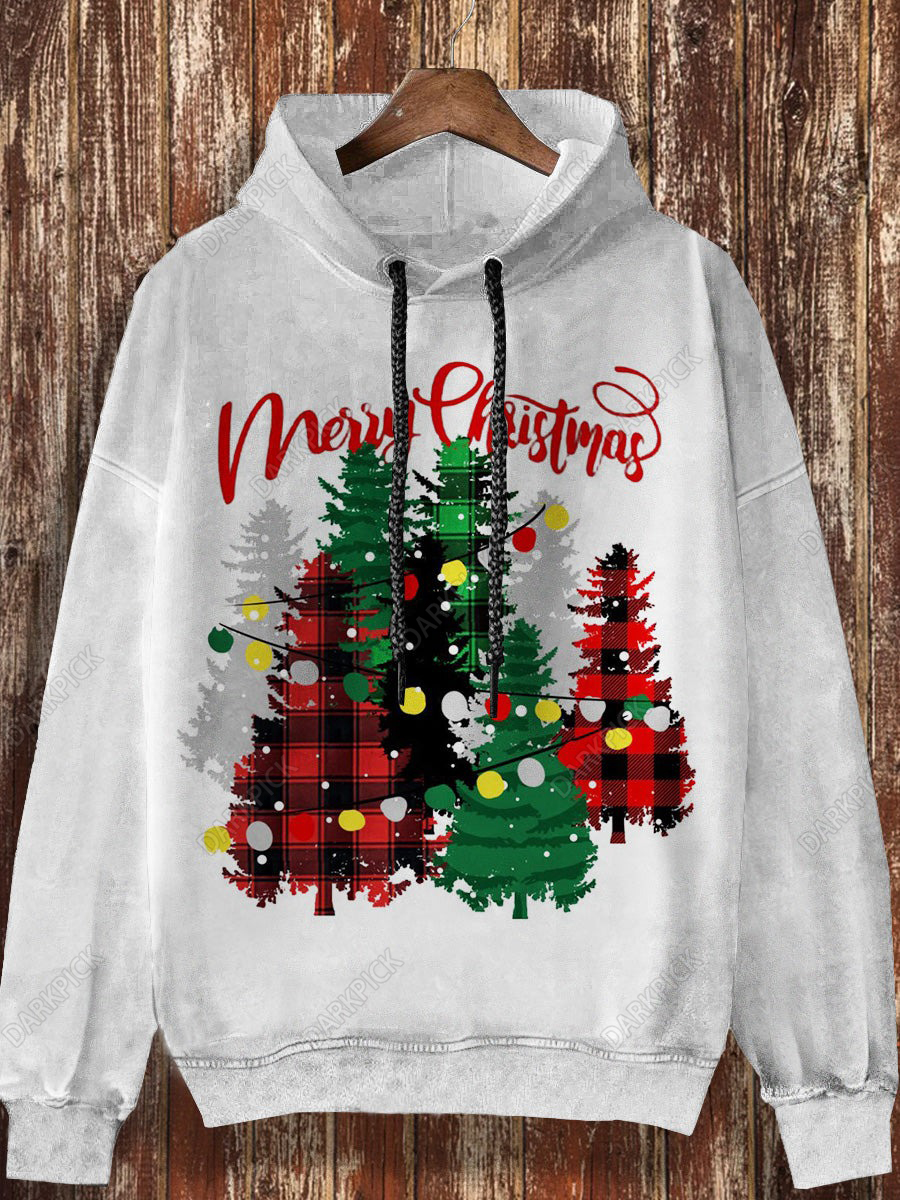 Unisex Christmas Printed Casual Fashion Long Sleeved Hooded Sweatshirt