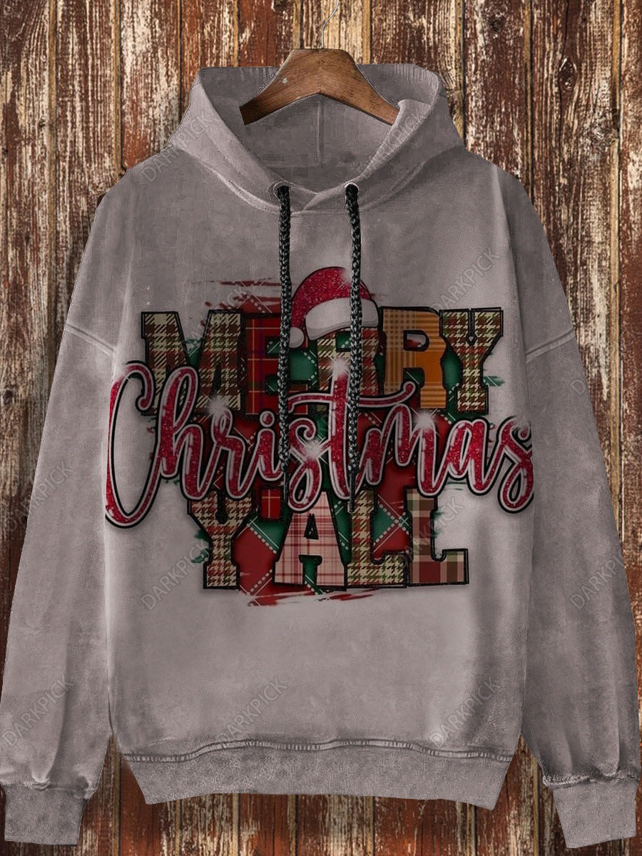 Unisex Christmas Printed Casual Fashion Long Sleeved Hooded Sweatshirt