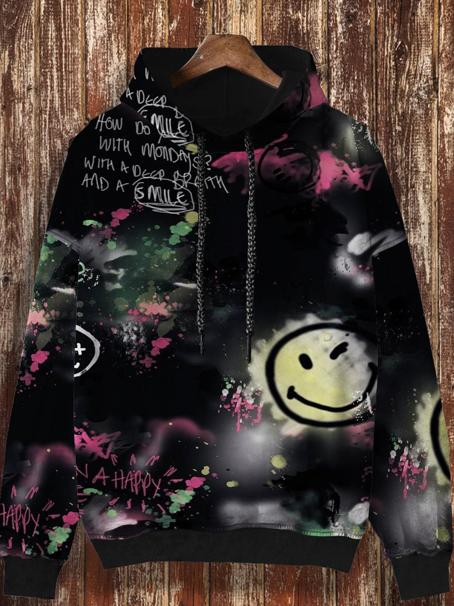 Unisex Graffiti Art Printed Casual Fashion Long Sleeve Hoodie