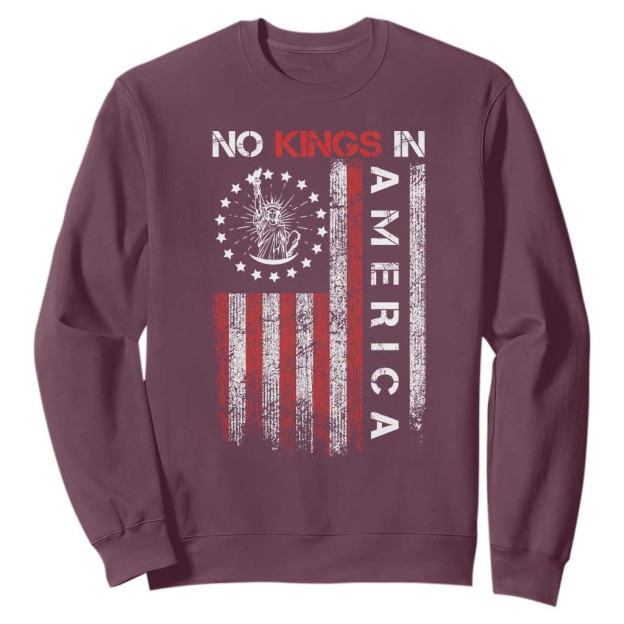 No Kings In America Sweatshirt Retro Freedom American Betsy Ross Flag TS02