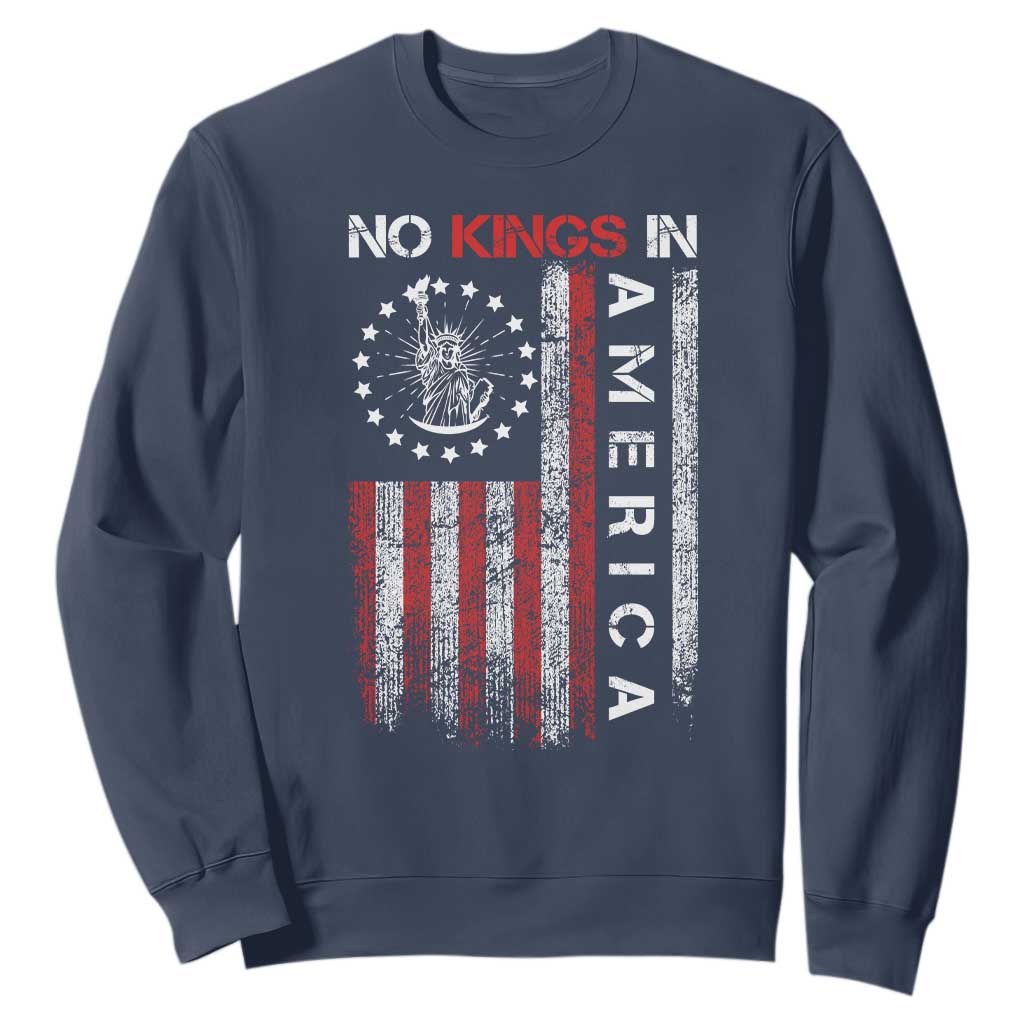 No Kings In America Sweatshirt Retro Freedom American Betsy Ross Flag TS02