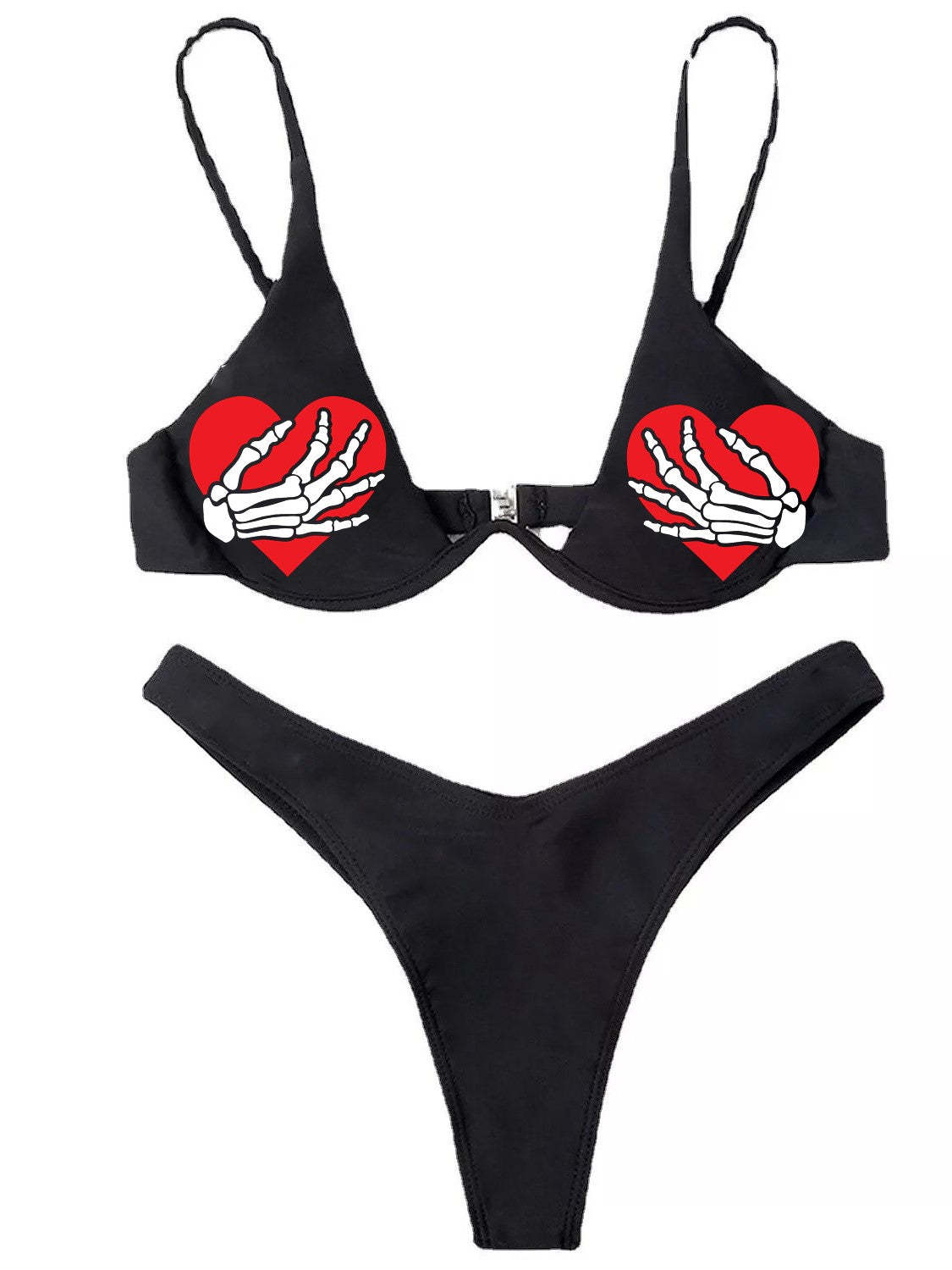 Skull Print Bikini Swimsuit