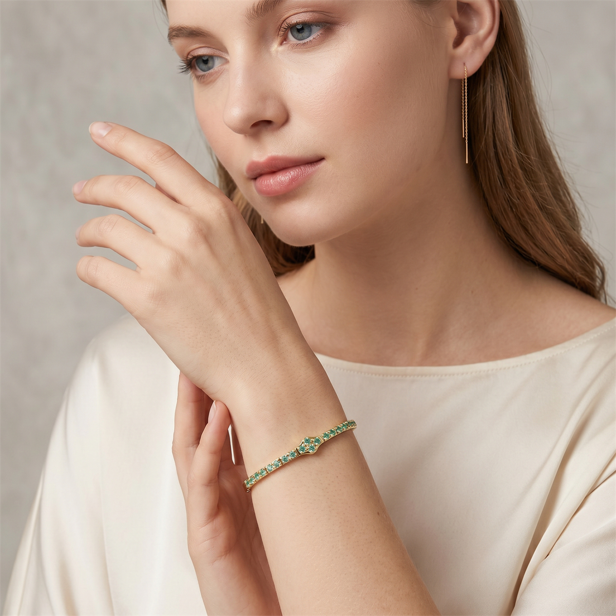 2.8ct The Crest of Love Bangle Verdant Wave Bracelet VVS Synthetic Moissanite Bracelet Bangle Copper