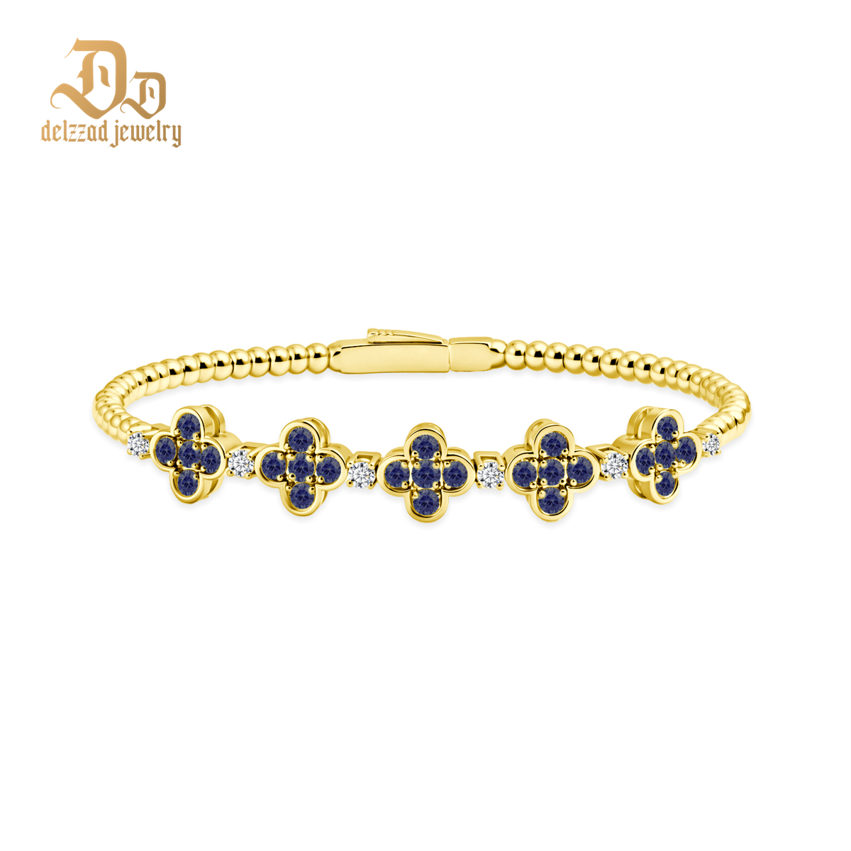 3ct Baroque Beaded Whisper Bangle Clover Bracelet VVS Synthetic Moissanite Bracelet Bangle Copper Chain