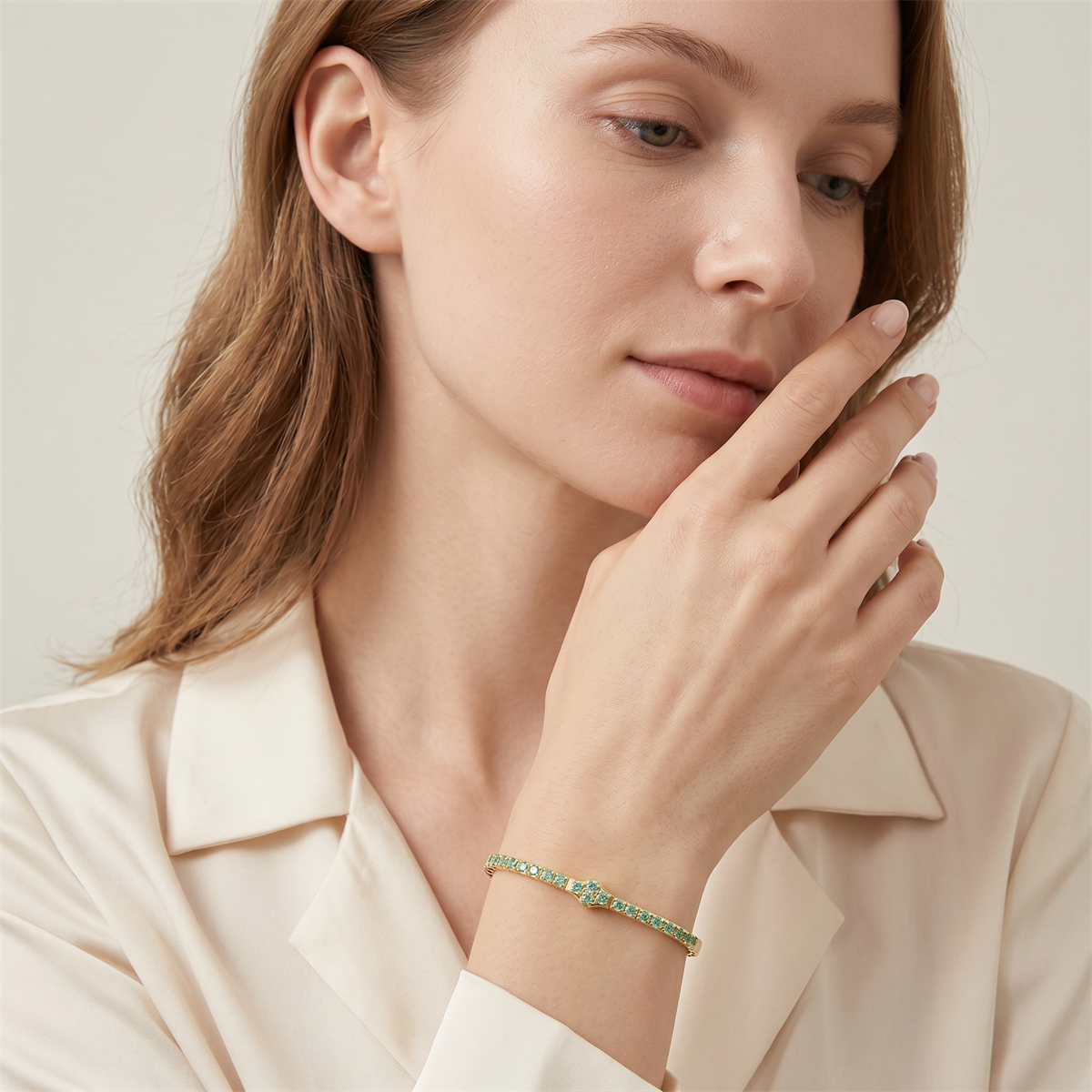 2.8ct The Crest of Love Bangle Verdant Wave Bracelet VVS Synthetic Moissanite Bracelet Bangle Copper
