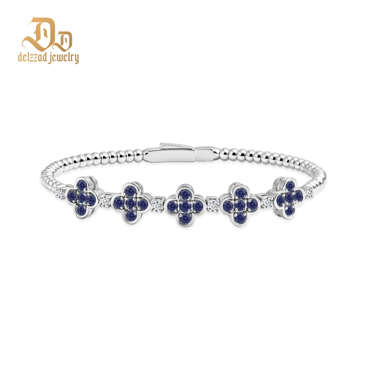 3ct Baroque Beaded Whisper Bangle Clover Bracelet VVS Synthetic Moissanite Bracelet Bangle Copper Chain