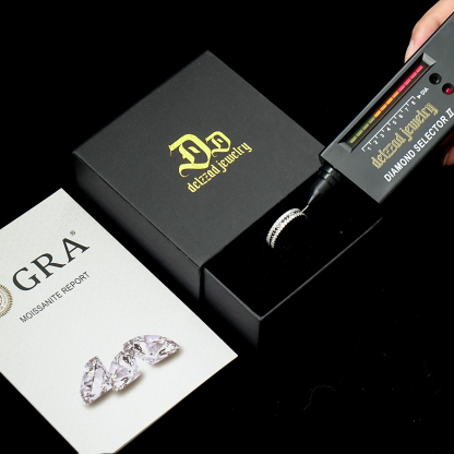 S925 Handmade Black and White Melee Synthetic Moissanite Pave Band