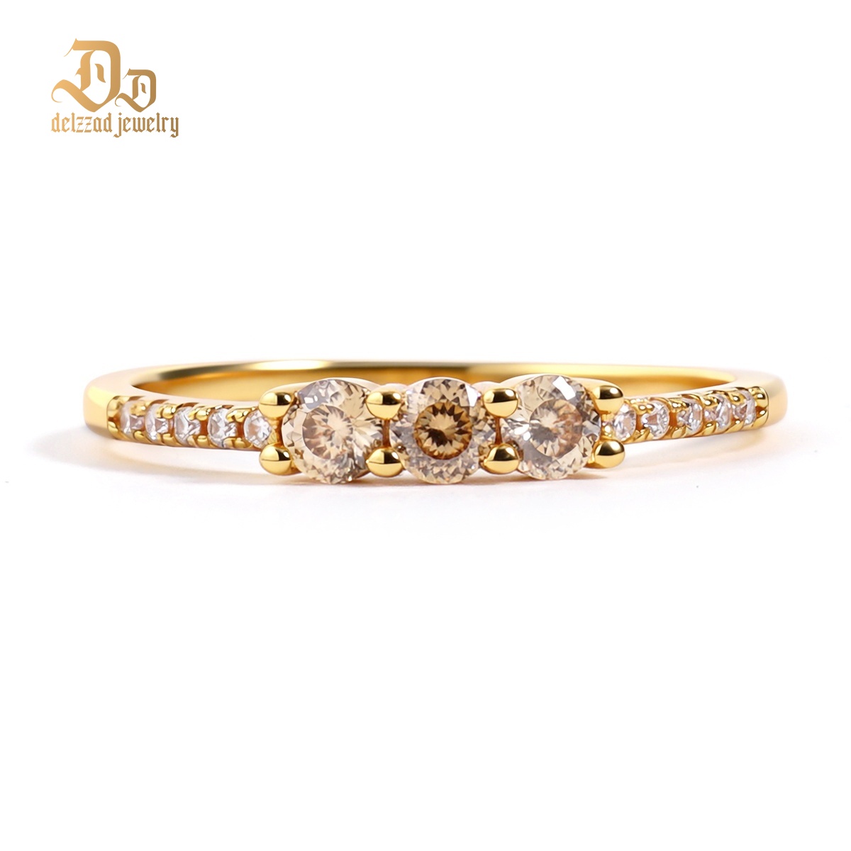 Eternal Trinity Harmony Set Vintage Ring Band Champagne Stacking Ring Synthetic Moissanite Ring Jewelry S925 Band