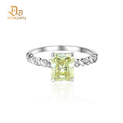 3ct Radiant Synthetic Moissanite Solitaire Twist Band Ring In 925 Sterling Silver