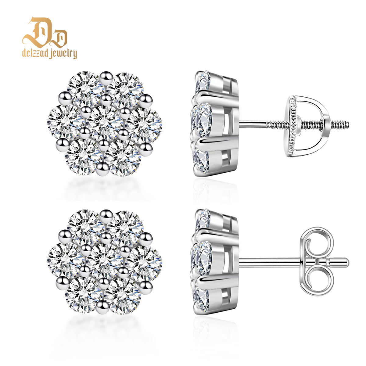 IcyBloom Floral Shine Stud Earrings 925S & VVS Moissanite