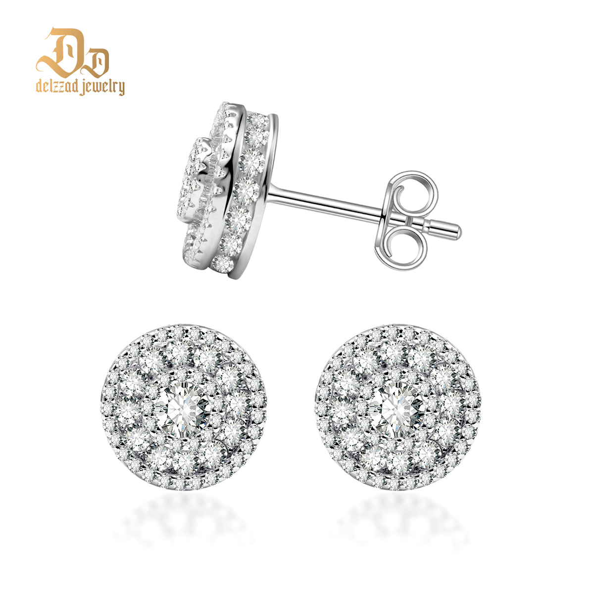 DIAMOLOCK Cluster Shine Stud Earrings 925S & VVS Moissanite