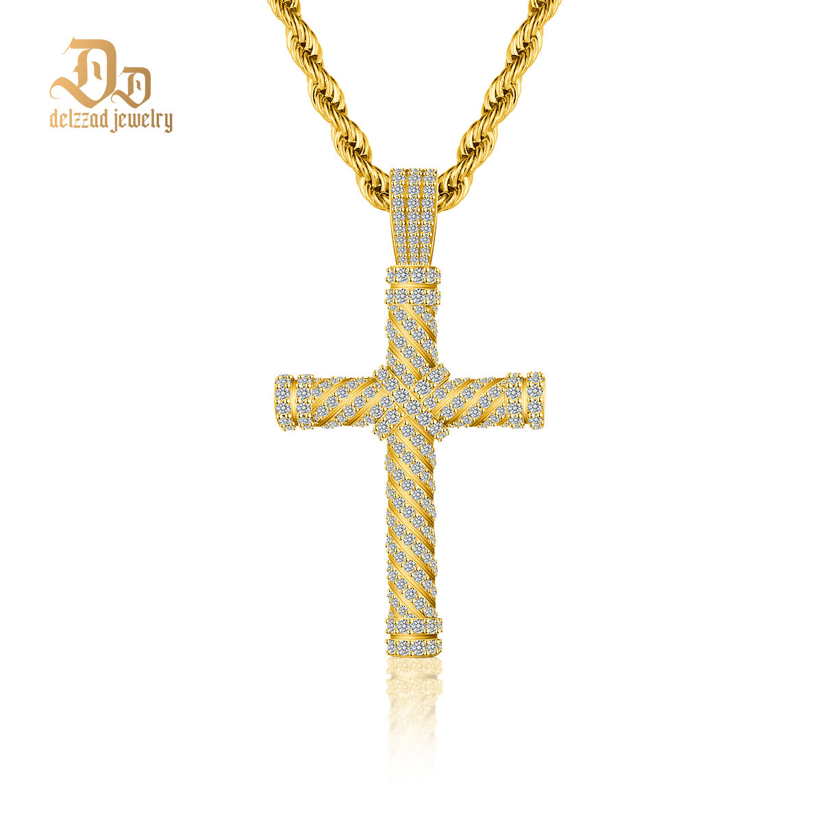 2.2ct Round Cross Necklace D Color Synthetic Moissanite S925 Unisex Bling Necklace Chain Birthday Anniversary Mother's Day Gift for Men Women