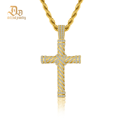 2.2ct Round Cross Necklace D Color Synthetic Moissanite S925 Unisex Bling Necklace Chain Birthday Anniversary Mother's Day Gift for Men Women
