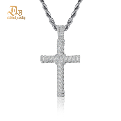 2.2ct Round Cross Necklace D Color Synthetic Moissanite S925 Unisex Bling Necklace Chain Birthday Anniversary Mother's Day Gift for Men Women