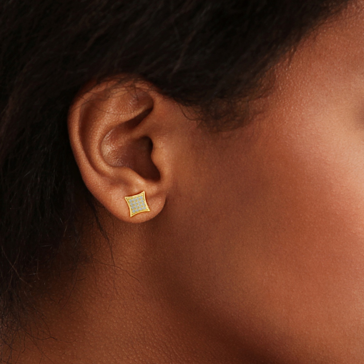 Delzzad Hip Hop Cubic Stud Earrings VVS Synthetic Moissanite S925 Stud Square Earrings Unisex Ear Piercing Jewelry Perfect Birthday Engagement Anniversary Mother’s Day Christmas Gift for Men Women Silver Earrings Golden Earrings Wedding Set