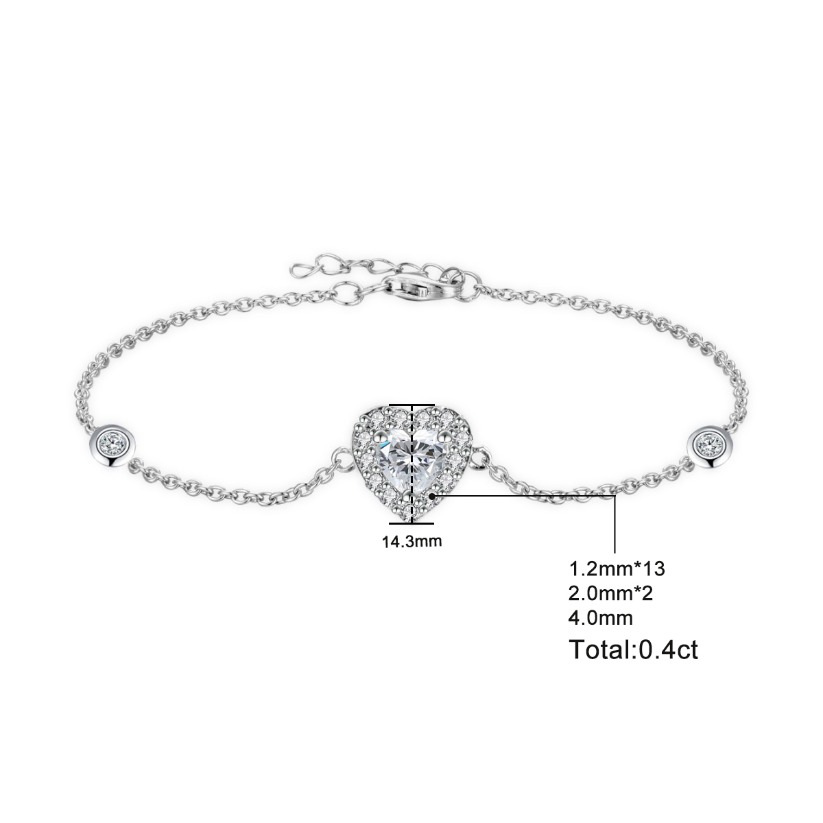 Delzzad Eternal Heart Set Bling Love Heart Bracelet Heart Pendant Necklace Jewelry Set Synthetic Moissanite Necklace Bracelet Jewelry Copper Chain