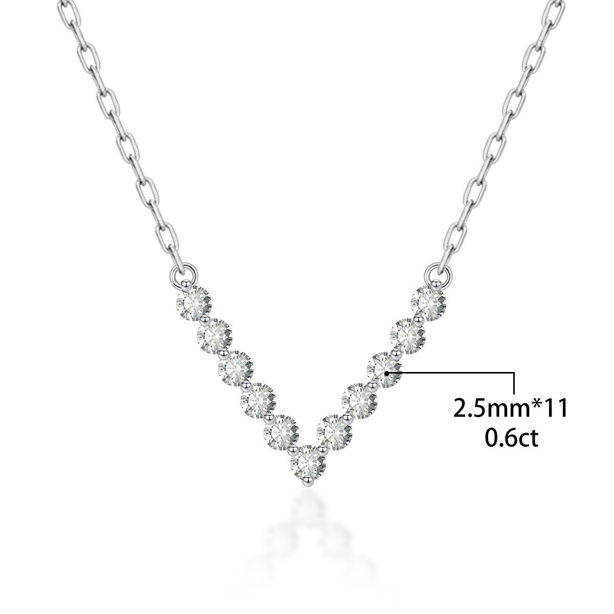 Classic V-Shaped chevron Necklace Round Cut VVS Synthetic Moissanite S925 Chain