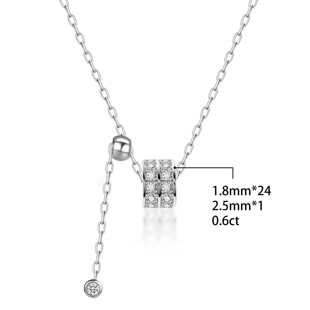 Miss Necklace Cylindrical Double Row Stone Necklace Chain Synthetic Moissanite S925 Chain