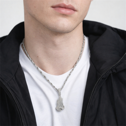 2.5ct Echo of Heaven Starlit Prayer Pendant Praying Hands Pendant Necklace Jewelry Copper