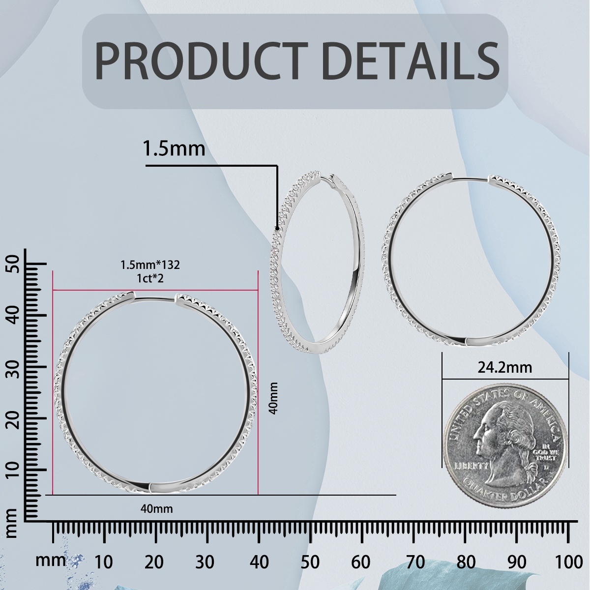 Sparkling Serenity Hoops Earrings VVS Synthetic Moissanite Earrings S925/Copper