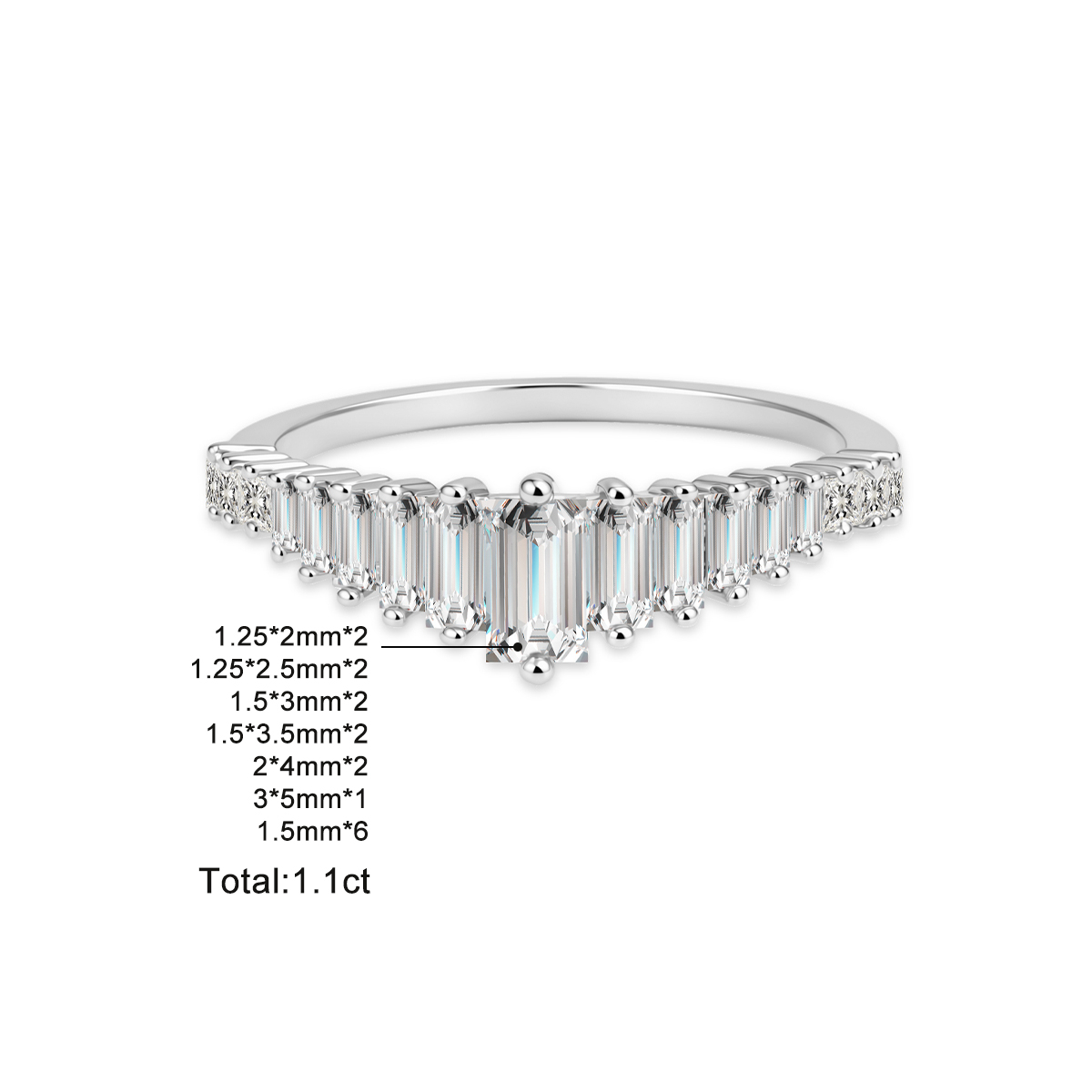 1.1ct Crescendo Ring Art Deco Ring VVS Synthetic Moissanite Ring S925 Band