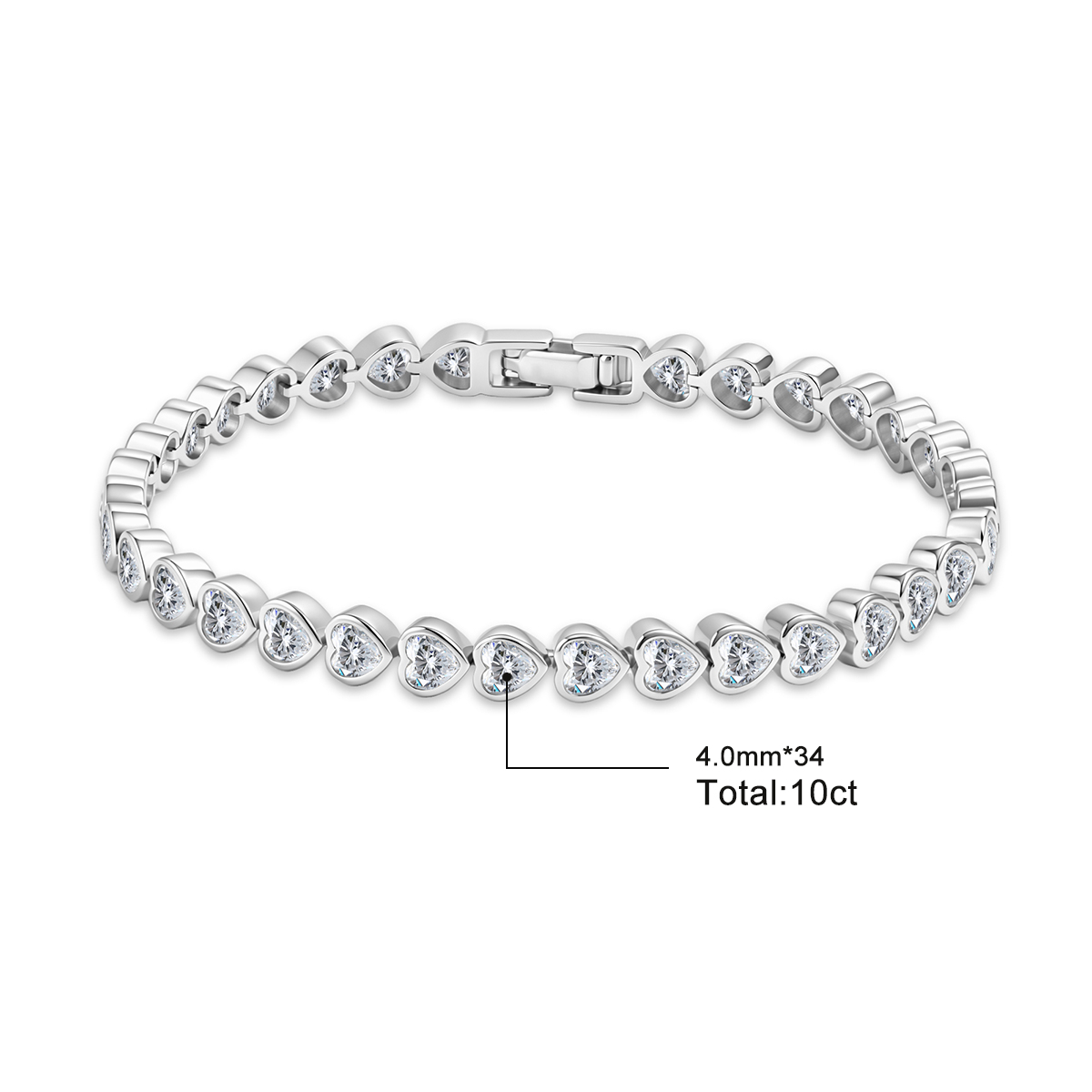 14K Gold-Plated Eternal Heartbeats Bracelet Heart Shaped Bezel Tennis Bracelet for Women Men Synthetic Moissanite Bracelet