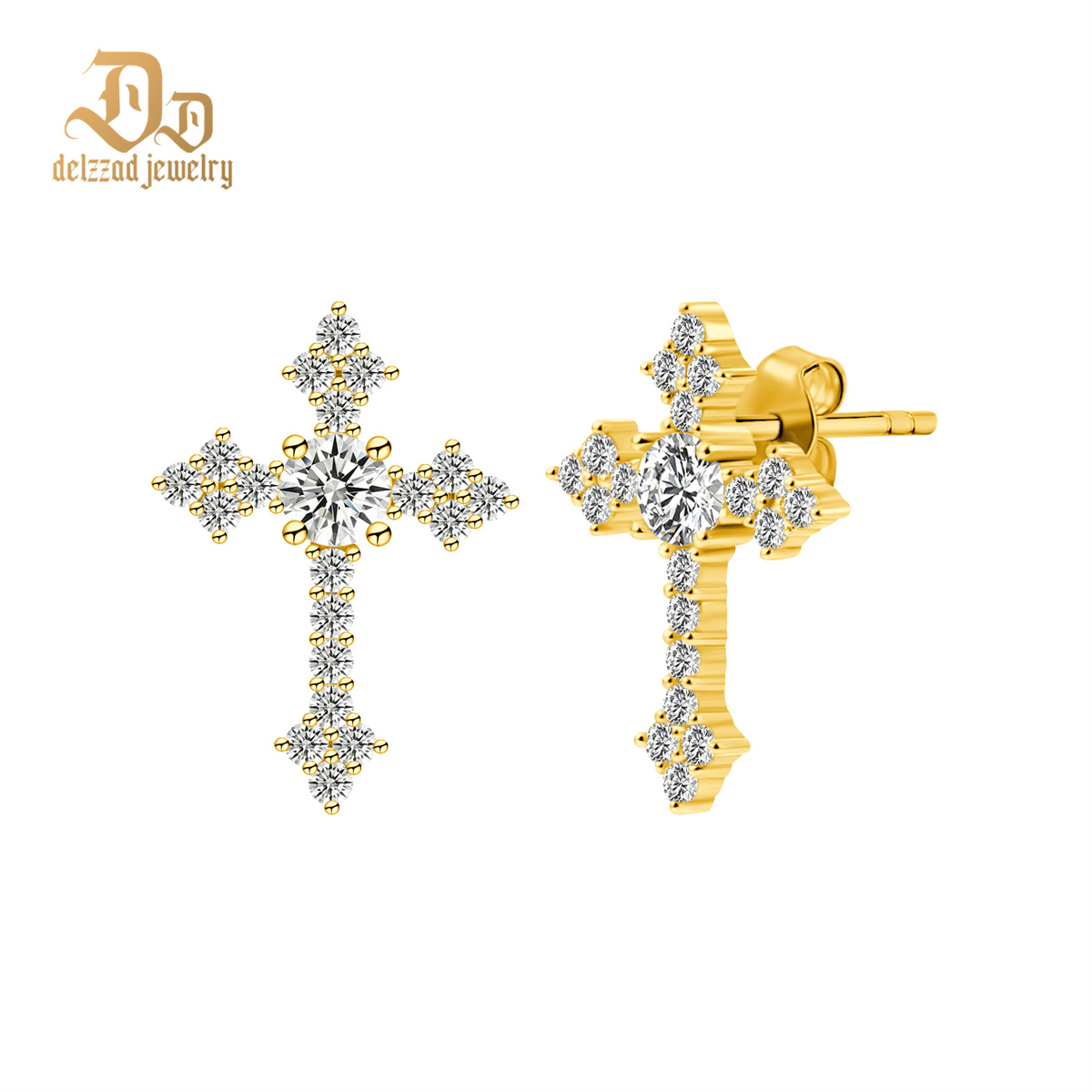 Cross Prong Stud Earrings S925 & D Color VVS Synthetic Moissanite