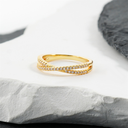 Crossover Ring Engagement Wedding Ring Band Synthetic Moissanite S925/Copper Band X Ring Criss Cross Ring Twisted Band Jewelry