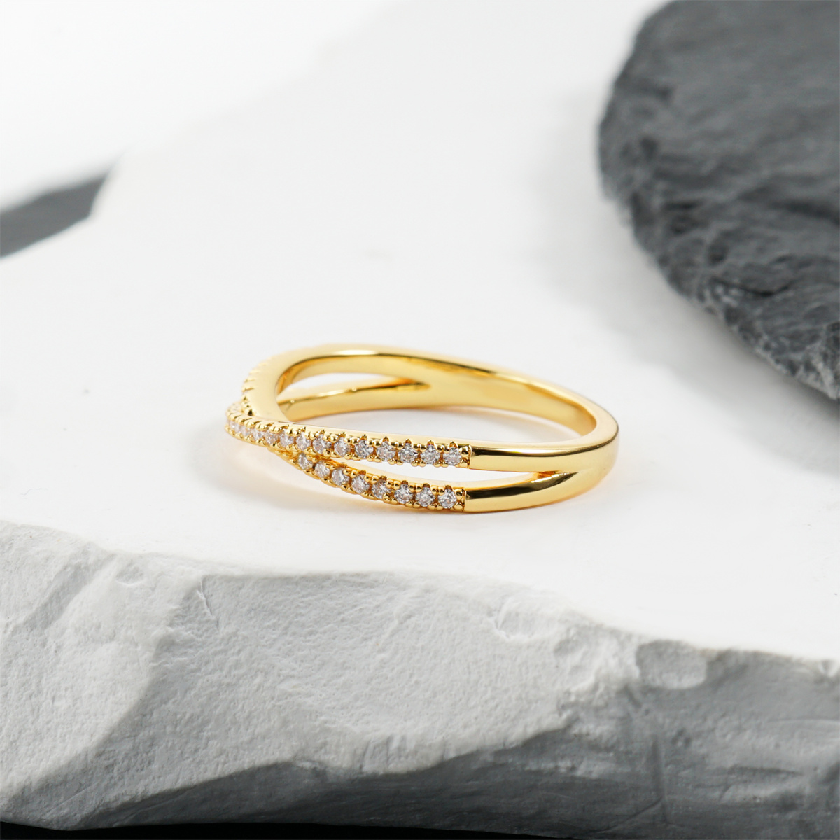 Crossover Ring Engagement Wedding Ring Band Synthetic Moissanite S925/Copper Band X Ring Criss Cross Ring Twisted Band Jewelry