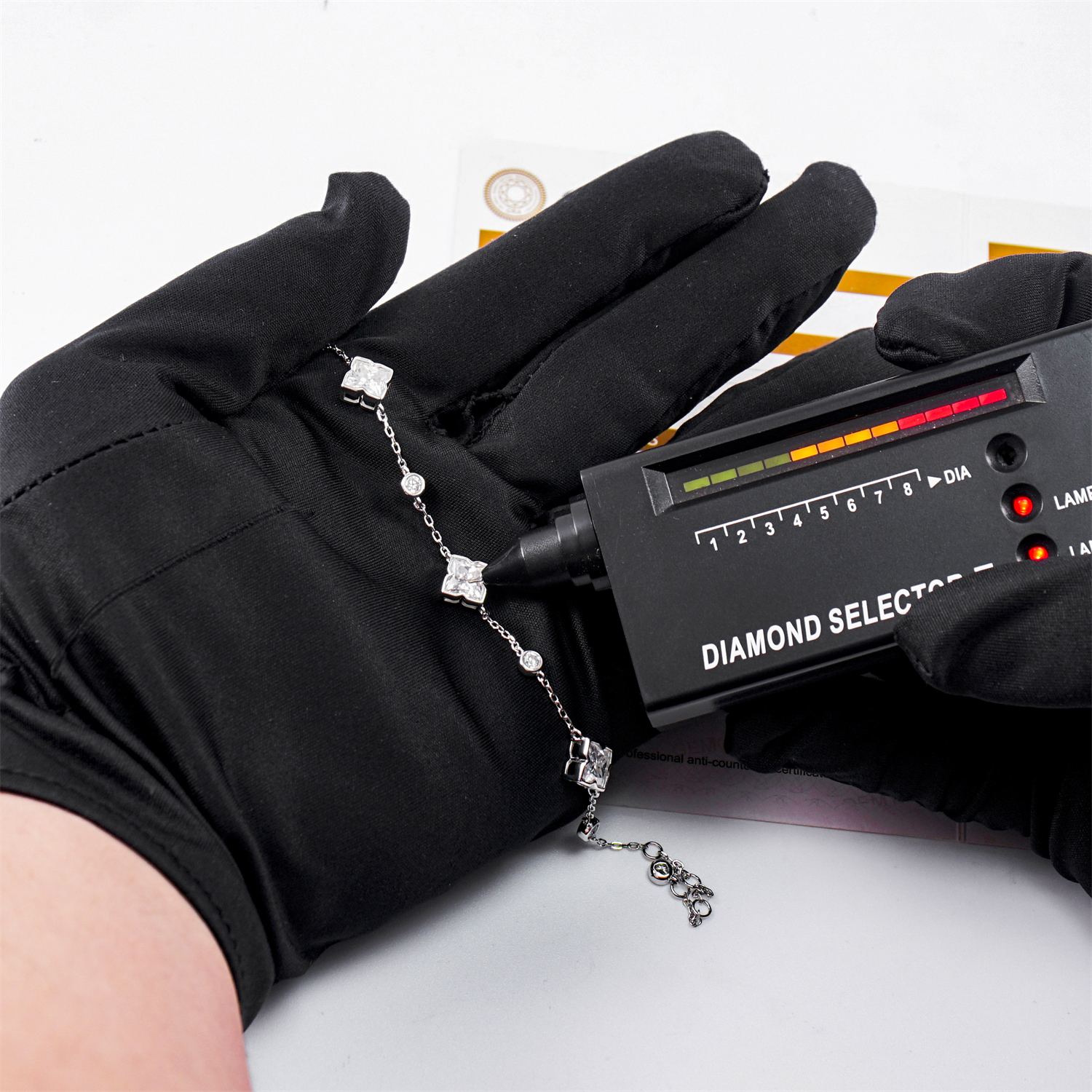 3.5ct Elegant Lily Bulb Leaf Clover Bloom Adjustable Bracelet Lab-Created Moissanite Bracelet S925 Sterling Silver Moissanite Jewelry Engagement Wedding Anniversary Perfect Gifts