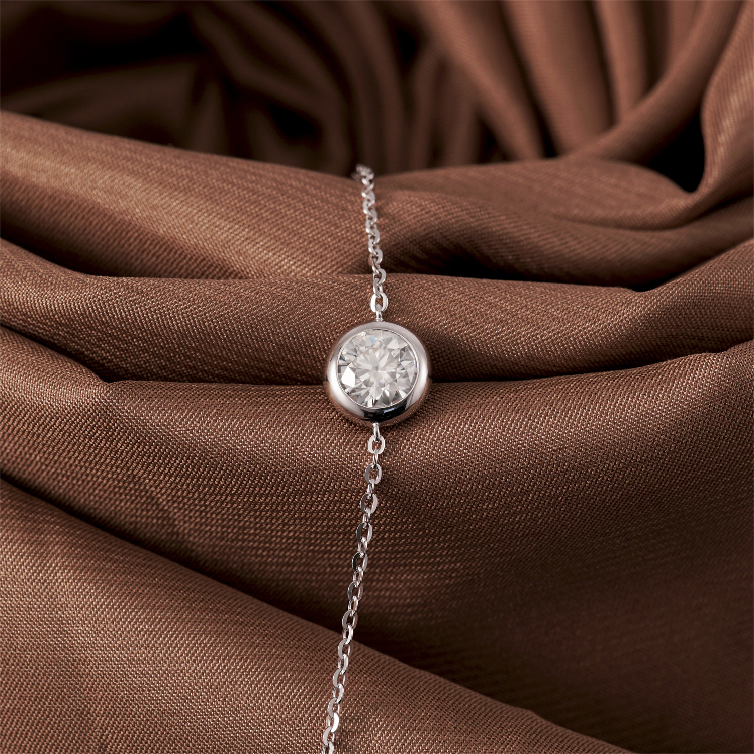 1ct Adjustable Bubble Bracelet Round Synthetic Moissanite S925 Sterling Silver Bracelet Chain Jewelry Birthday Engagement Wedding Anniversary Perfect Gifts