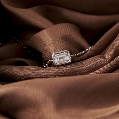 1ct Step Cut Bezel Bracelet Synthetic Moissanite S925 Sterling Silver Bracelet Chain Jewelry Birthday Engagement Wedding Anniversary Perfect Gifts